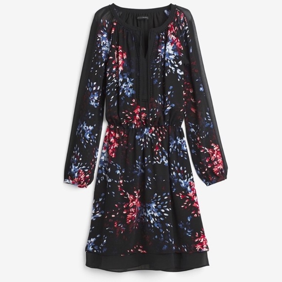 NEW White House black market multi floral sheer chiffon dress size 0 - Picture 12 of 12